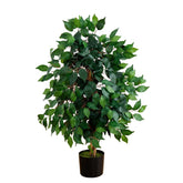 Nearly Natural 36in triple trunk ficus tree, front view, enhances indoor ambiance year-round.