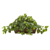 Nearly Natural pothos ivy in ledge basket adds year-round greenery to your space.