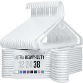 NEATERIZE thick heavy-duty hanger top view in white, sturdy for coats and shirts.