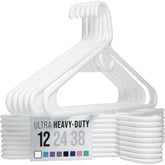 NEATERIZE thick heavy-duty hangers in white pack of 12 for durable closet organization