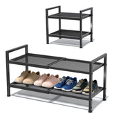 neatevday two-tier shoe rack extended width in a clutter-free entryway