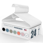 Neaties heavy-duty hanger in white with 8 lb capacity for sturdy closet use.