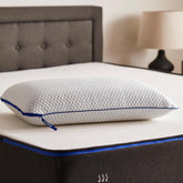 Nectar Tri-Comfort cooling king pillow front view with adjustable firmness options for personalized neck support.