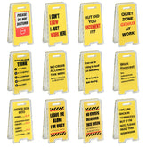 NefosLeuki mini acrylic yellow caution desk sign brightens workspaces and improves desk organization.