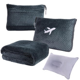 Nenolix 3-in-1 travel blanket and pillow set folded in compact pouch for easy packing.