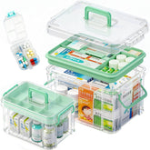 NEOCUPPIXE two pack clear medicine organizer with tray on countertop for easy access