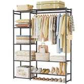 Neprock Wardrobe Closet with hanging rod keeps tops and coats neatly accessible.