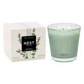NEST New York Wild Mint & Eucalyptus 3-Wick Candle in reusable glass vessel enhancing ambiance