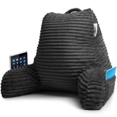Nestl Reading Pillow backrest contour demonstrates memory foam support for long reading sessions