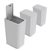 Netdot slim gray trash can front view showing space-saving design.