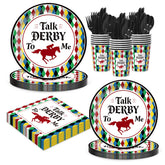NeusWonder Derby Day dinner plates 9in with bold black derby motif for easy serving