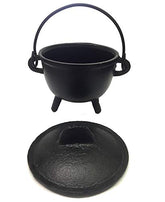 New Age Imports cast iron cauldron with handle and lid for versatile ritual use.