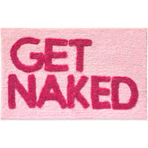 New Mungo Get Naked pink bath mat texture close-up, plush letters for a soft step.