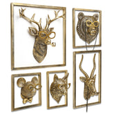 Newinhome gold ram head wall decor enhances living room styling with luxe resin finish