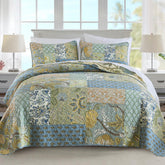 NEWLAKE quilt set queen size with patchwork green bohemian pattern for a vibrant, cozy bed