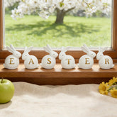 Newman House Studio table Easter bunny figurines 6-pack for a charming centerpiece.