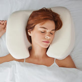 NextSleep back-sleeper pillow curve design supports neck and shoulders for comfort.