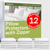 Niagara Sleep Solution Ultra Soft pillow protectors, 12-pack, zippered for longevity and cleanliness