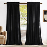 NICETOWN black velvet curtains closeup showing rich fabric texture for luxury ambience