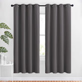 NICETOWN blackout curtains front view showing stylish gray panels for easy installation.