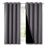 Nicetown blackout curtains grey 52x63 front view with two panels for privacy.