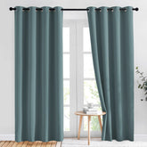 NICETOWN blackout greyish blue curtains in living room offering daytime privacy and glare reduction