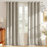 NICETOWN blackout linen beige curtains assembly for quick living room setup
