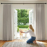NICETOWN blackout linen curtains 90-inch natural, two panels for room darkening.