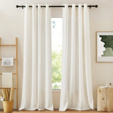 NICETOWN flax polyester linen curtains front view; versatile for privacy and soft, diffused light.