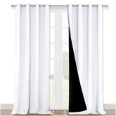 NICETOWN full shading curtains white panel on rod showing two-panel set for privacy