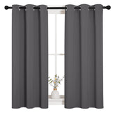 NICETOWN grey blackout curtain panel with grommet top blocks light for bedrooms