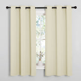 NICETOWN beige blackout panels, front view, room-darkening and stylish.