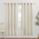 NICETOWN linen flax semi-sheer curtains on a 72-inch window provide soft privacy.
