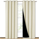 NICETOWN beige living room blackout drapes with grommet top for privacy and light control