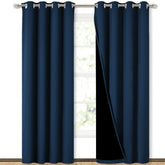 NICETOWN Moroccan Blue full shade curtain panel left view with easy grommet installation