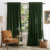 NICETOWN olive green velvet curtains brighten living rooms with luxurious texture and subtle light control.
