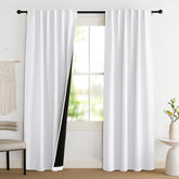 NICETOWN pure white 100% blackout curtain panels for darker rooms and daytime sleep