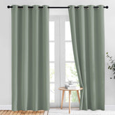 NICETOWN Sage Green Curtains 2-panel set with light-blocking design for brighter rooms.
