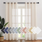 NICETOWN semi-sheer beige curtains with 84-inch length for elegant living room privacy.