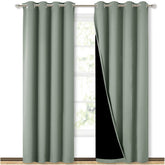 NICETOWN two-panel blackout curtains in greyish green, 52w x 84l for full light blocking