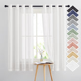 NICETOWN White Linen Sheer Curtains close-up shows textured flax weave for airy light filtering.