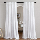 NICETOWN white linen sheer curtains closeup weave for gentle light diffusion