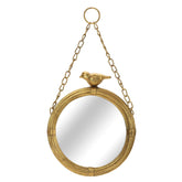 NIKKY HOME vintage gold round mirror with chain adds rustic wall charm.
