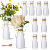 Ninehaoou 10-pack plastic flower bud vases with rope, ideal for elegant wedding centerpieces