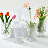 Ninehaoou embossed clear vase with diamond pattern for elegant table centerpieces