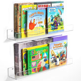 NIUBEE 24-inch acrylic kids floating shelvesβ2-pack keep growing book collections organized and accessible.