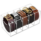 NIUBEE belt organizer with five compartments keeps belts neatly displayed