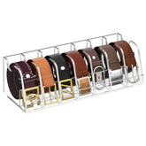 NIUBEE belt organizer on display stand with belts neatly arranged for quick access.