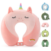Niuniu Daddy unicorn travel pillow close-up with cozy memory foam for kid naps on flights
