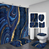 Nkzply blue marble shower curtain with vivid print and quick-dry fabric